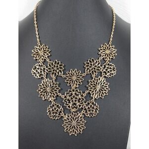 International Concepts INC Gold Tone Flower Medallion Statement Necklace Boho